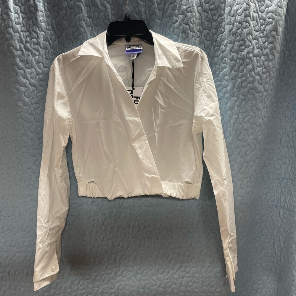 White crop top dress blouse